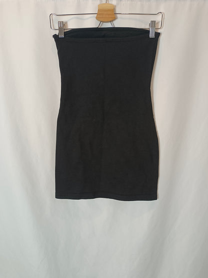 ZARA. Vestido palabra de honor negro T.xs