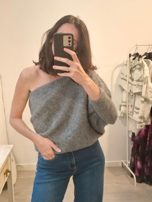 ZARA. Jersey/poncho gris asimétrico  T.s