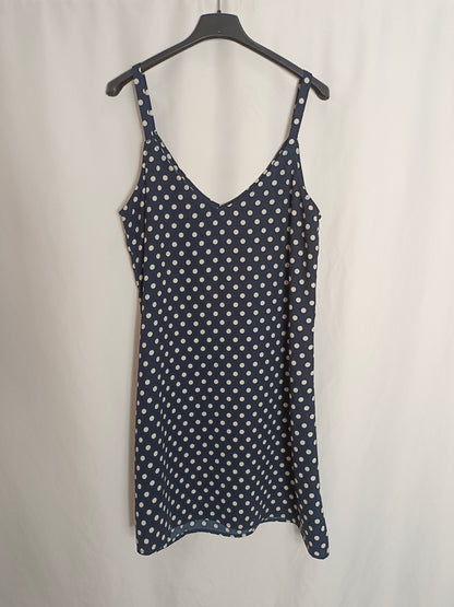 MANGO. Vestido azul lunares T.m