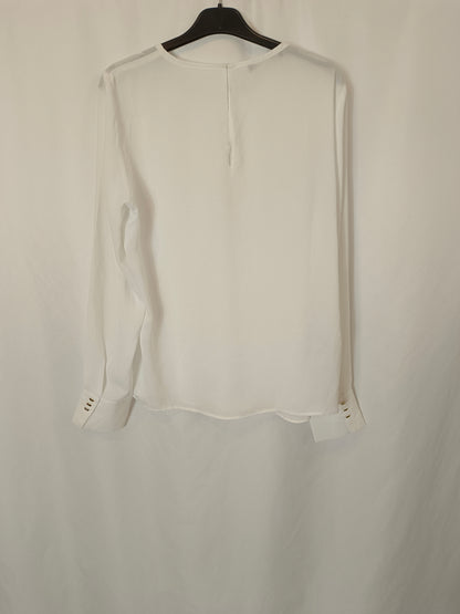 MANGO. Blusa blanca básica T.s