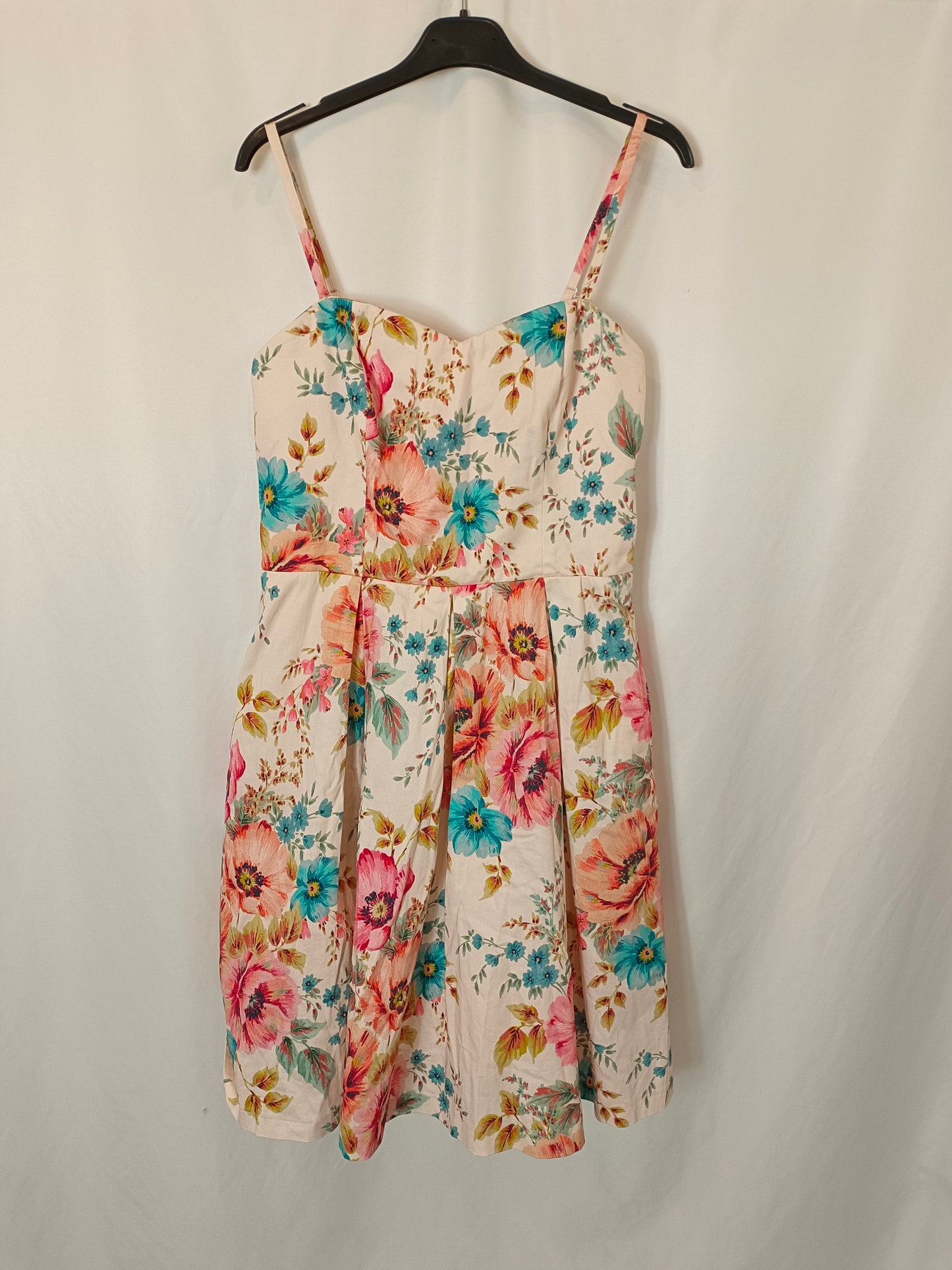 NAF NAF. Vestido rosa flores T.40