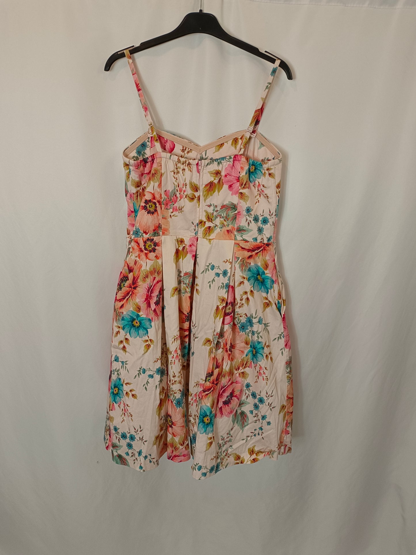 NAF NAF. Vestido rosa flores T.40