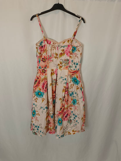 NAF NAF. Vestido rosa flores T.40