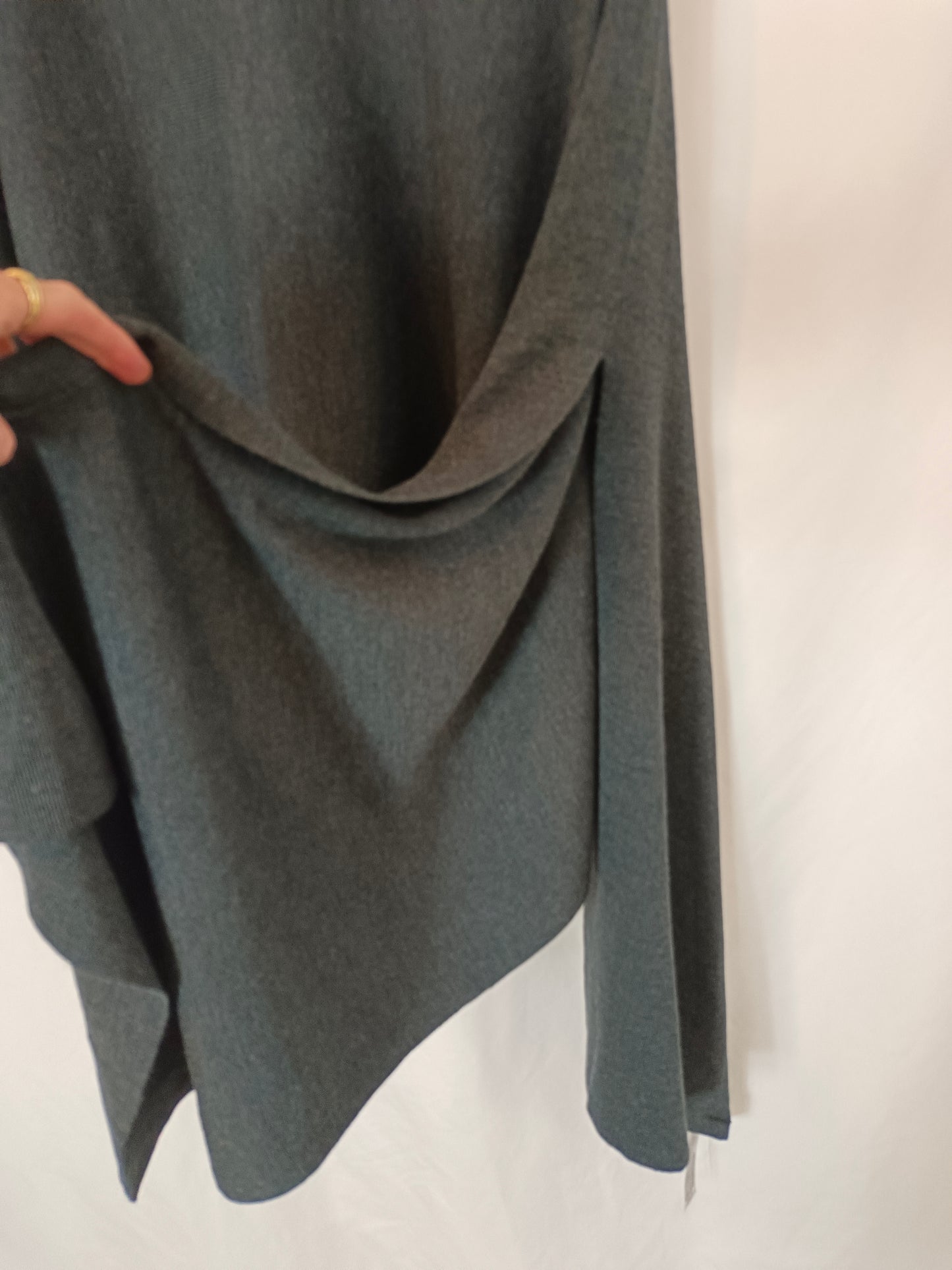 ZARA. Jersey/poncho gris cuello prekins T.m