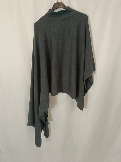 ZARA. Jersey/poncho gris cuello prekins T.m