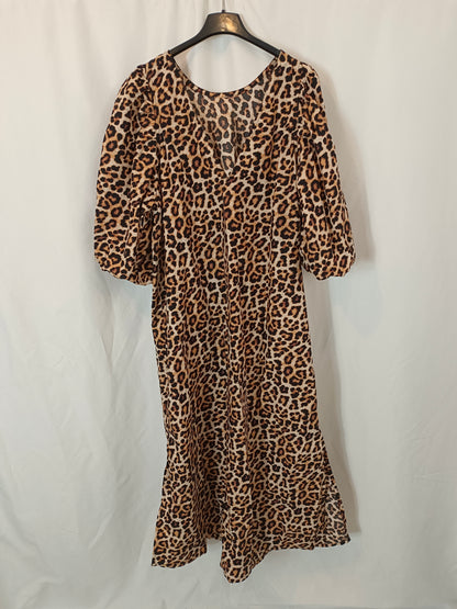 H&M. Vestido largo animal print T.m