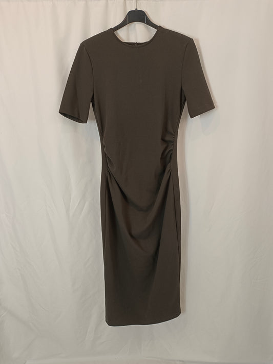 ZARA. Vestido midi marrón premama T.m