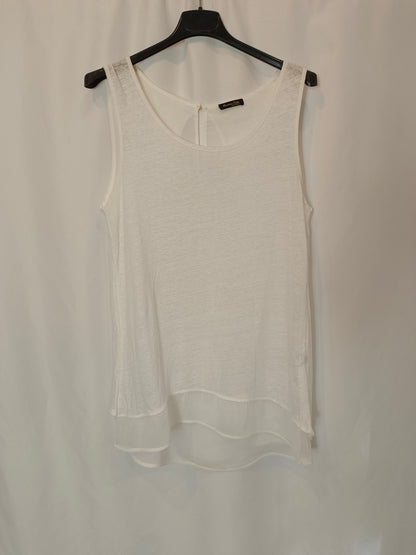 MASSIMO DUTTI. Camiseta blanca doble textura T.m