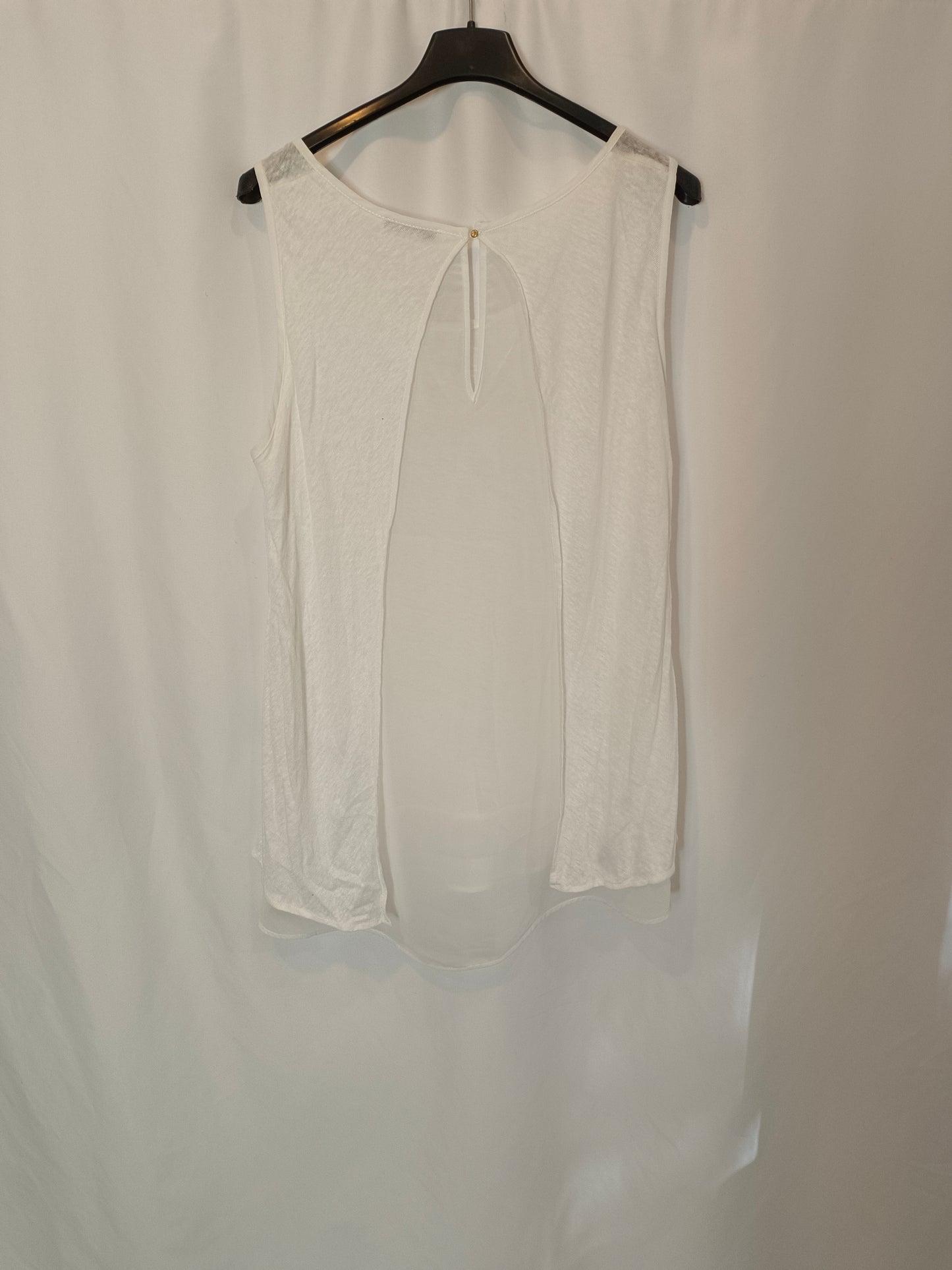 MASSIMO DUTTI. Camiseta blanca doble textura T.m