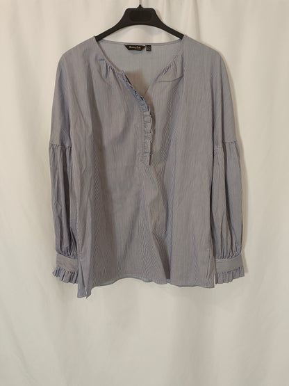 MASSIMO DUTTI. Blusa de rayas azul y blanco T.38