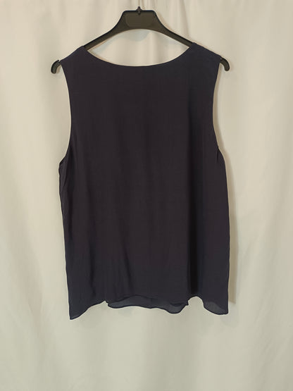 MASSIMO DUTTI. top azul abalorios T.m