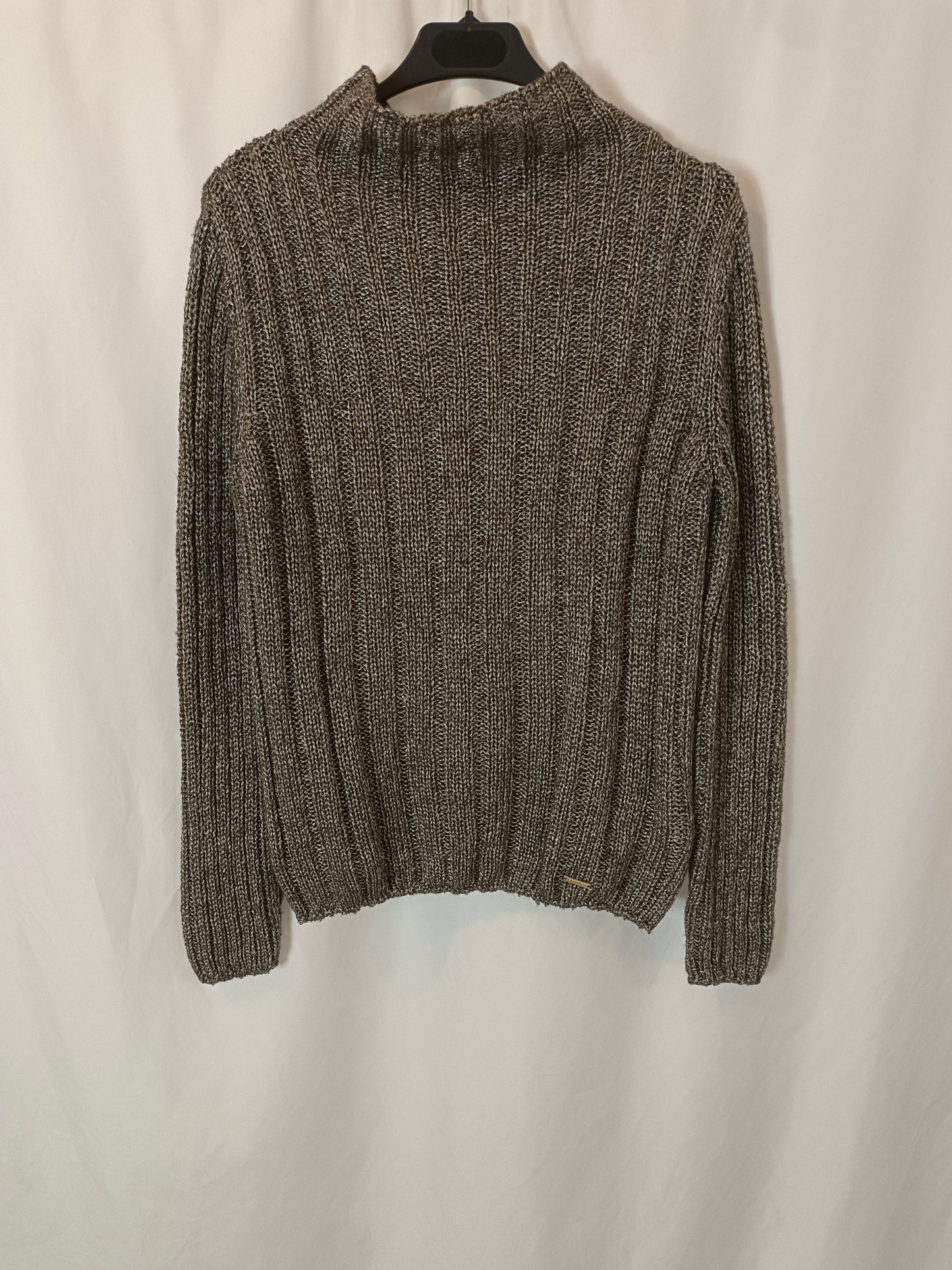 PEDRO DEL HIERRO. Jersey gris y plateado T.m