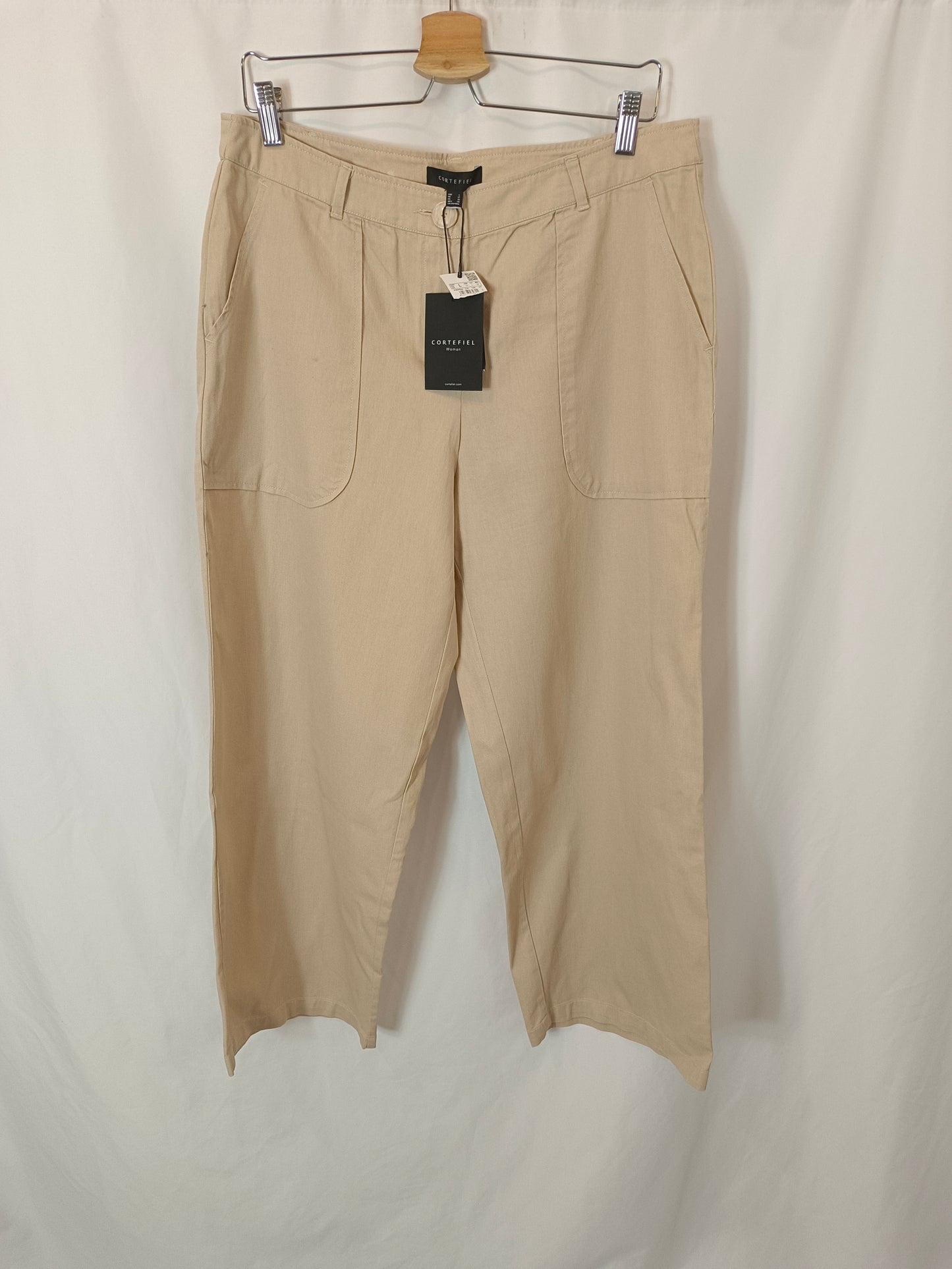 CORTEFIEL. Pantalón ancho beige T.40