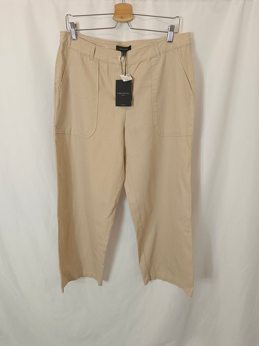 CORTEFIEL. Pantalón ancho beige T.40