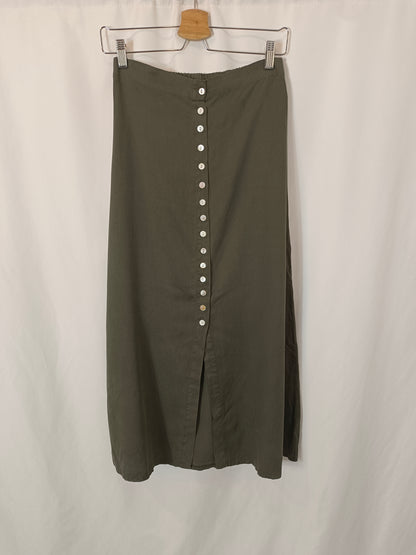 MULAYA. Falda verde midi abotonada T.m