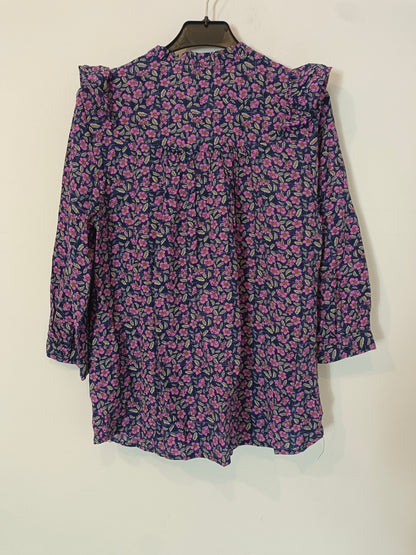 LOLLYS LAUNDRY. Blusa azul flores malva T.s