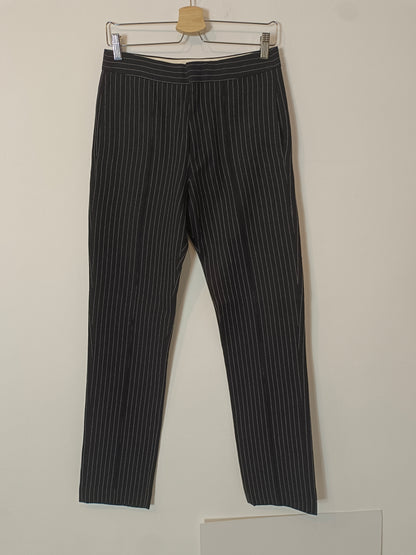 ISABEL MARANT. Pantalón negro rayas diplomáticas T.36