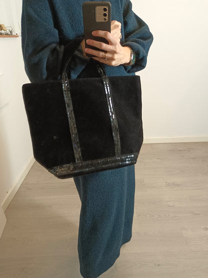 VANESSA BRUNO. Bolso tote negro lentejuelas