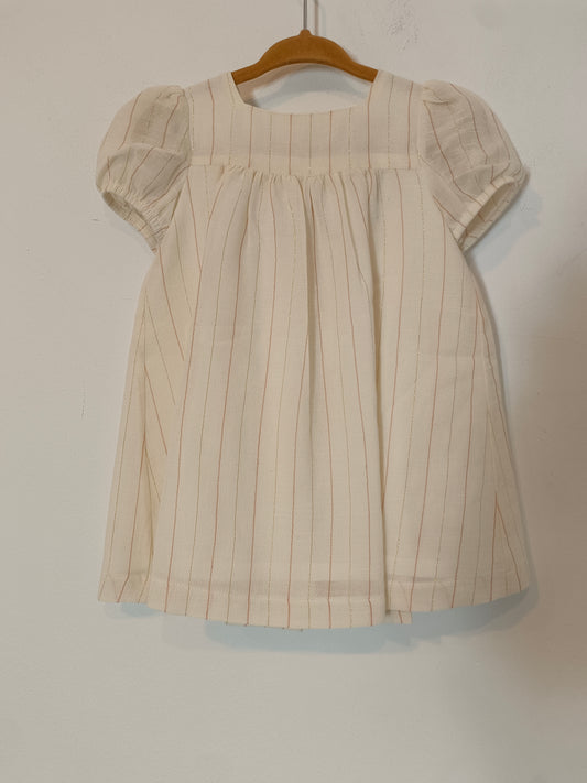 BABIBU. Vestido beige rayas T. 12 meses