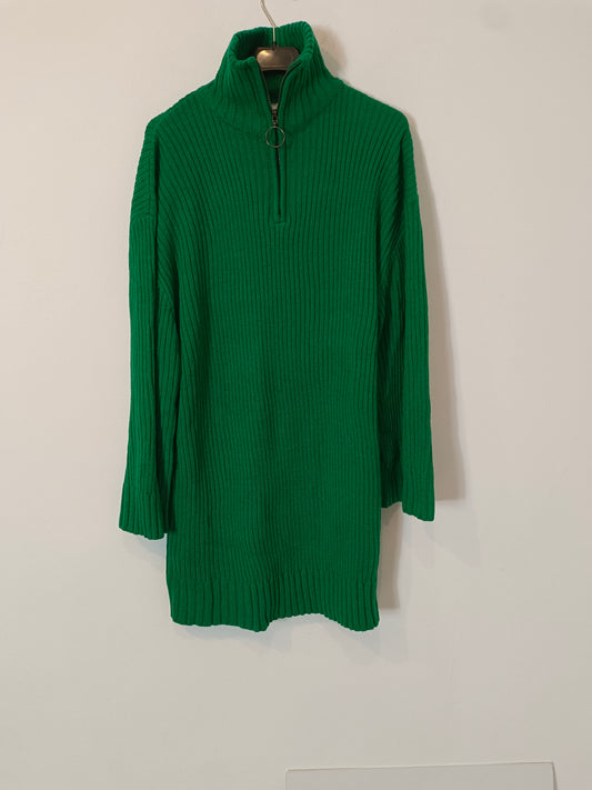 H&M. Jersey canalé verde largo  T.s