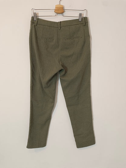 MANGO. Pantalón pata de gallo verde T.38