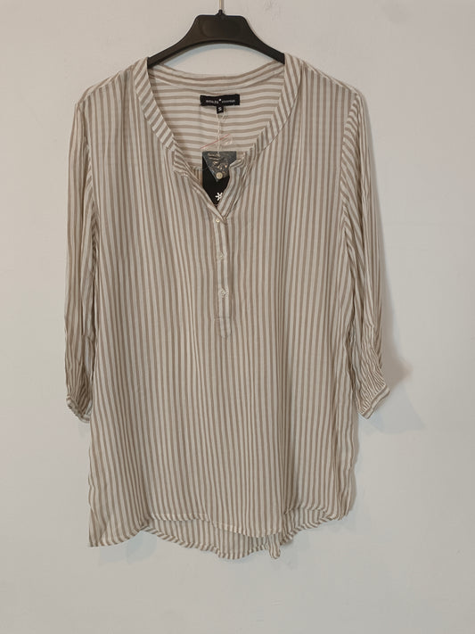 AMICHI. Blusa rayas beige y blanca T.s