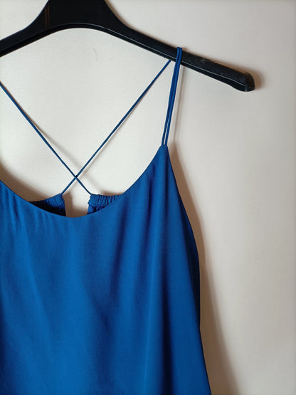 MASSIMO DUTTI. Top azul tirantes. T XS