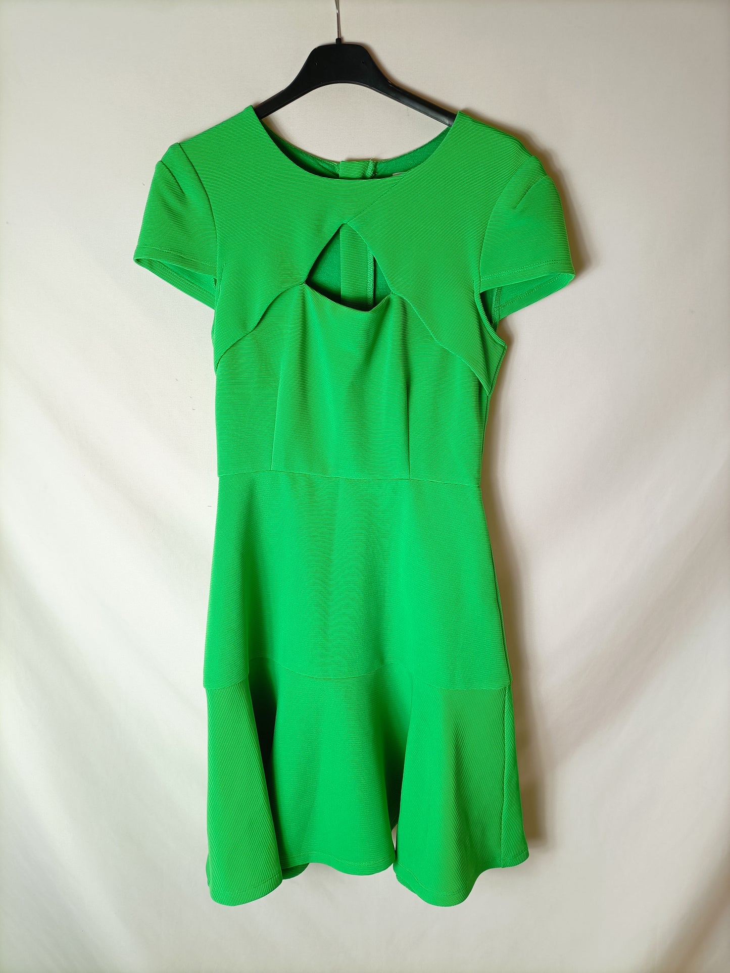 LOST INK. Vestido verde textura T.36