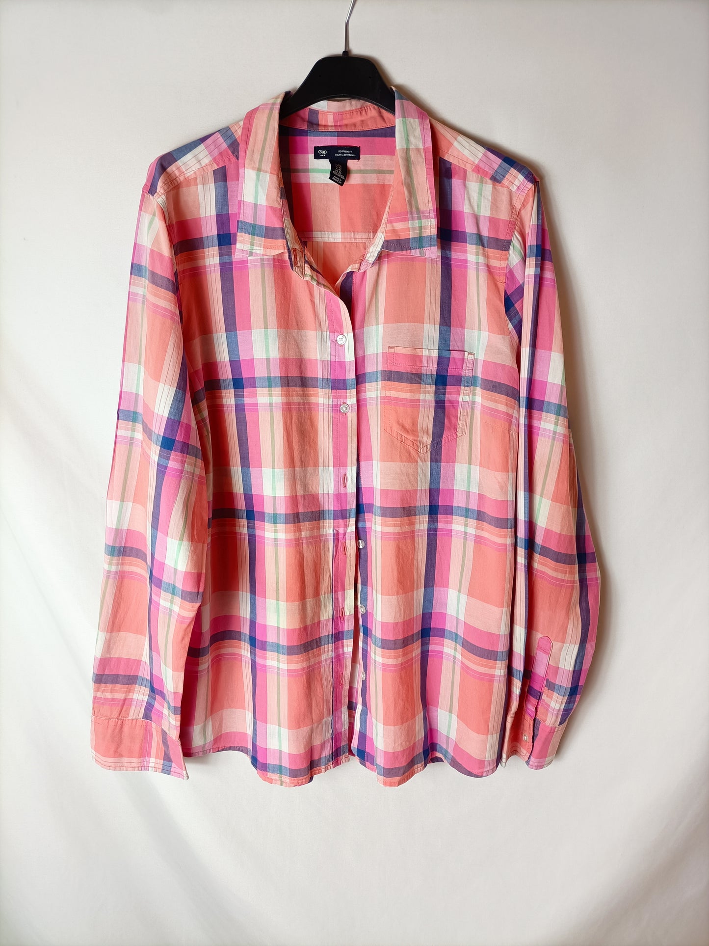 GAP. Camisa fina cuadros. T XL(chico)