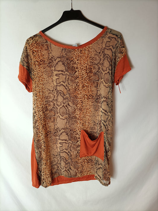 SFERA. Top naranja doble textura T.s