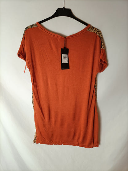 SFERA. Top naranja doble textura T.s