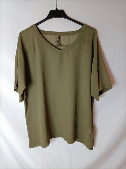 SOYACONCEPT. Blusa verde semitransparente T.s