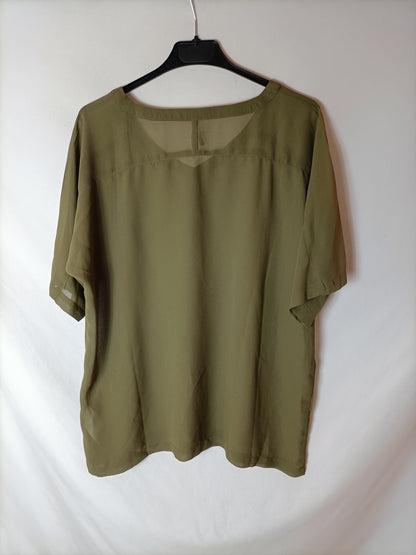 SOYACONCEPT. Blusa verde semitransparente T.s