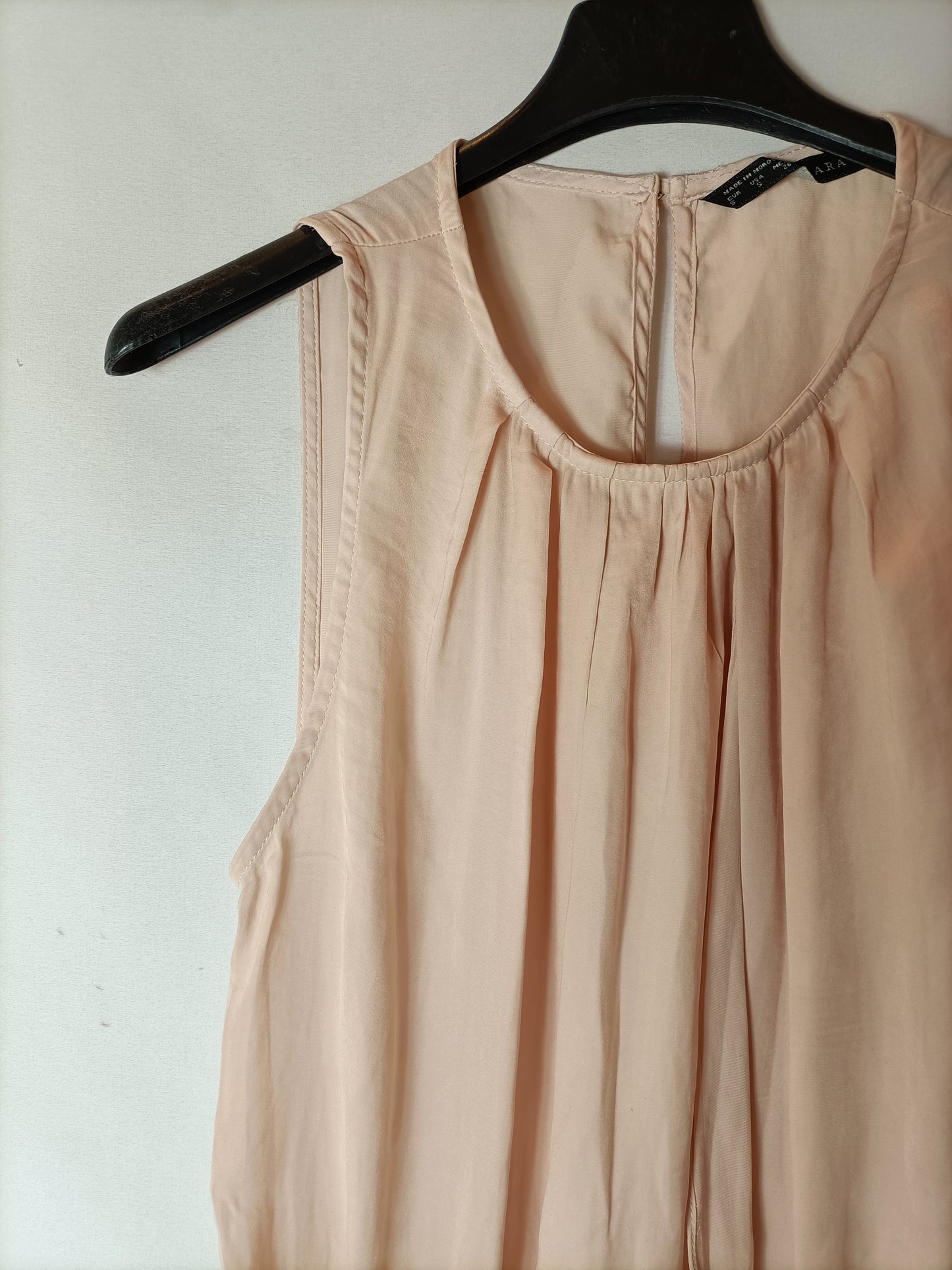 ZARA. Top largo rosa claro. T S