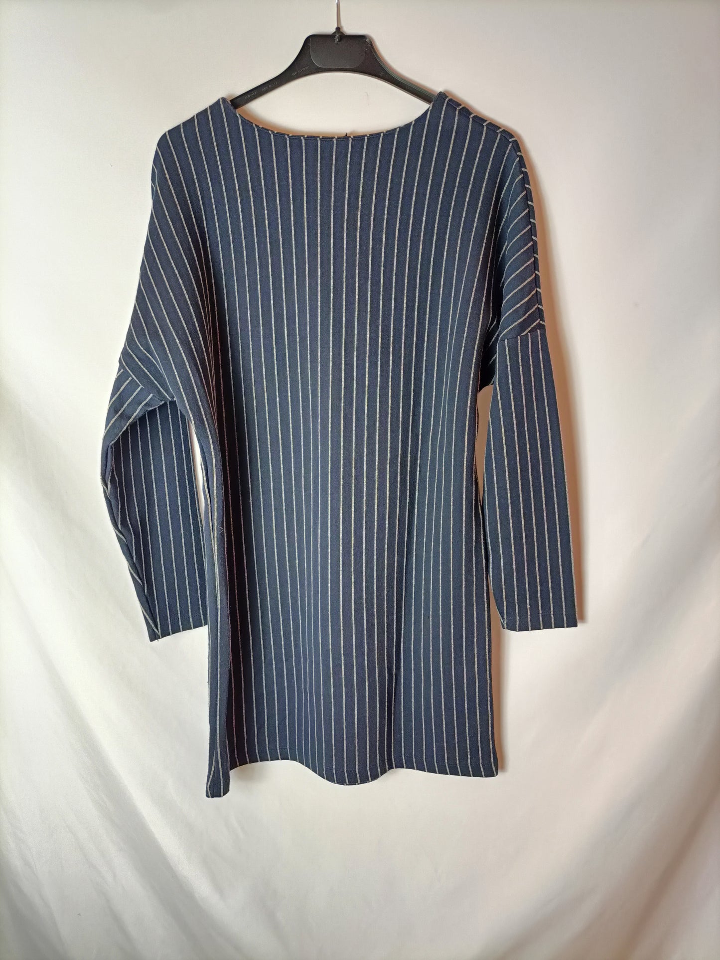 ZARA. Vestido estilo sudadera azul rayas. T S