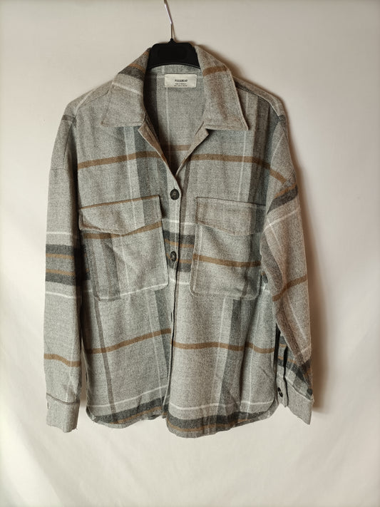 PULL&BEAR. sobrecamisa franela cuadros  T.xs