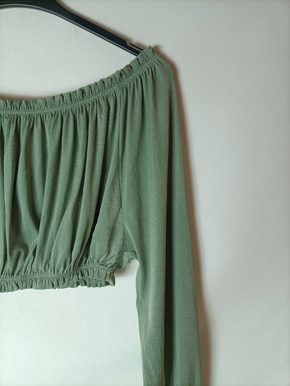 ZARA. top verde elástico T.s