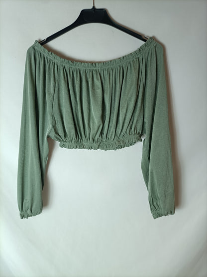 ZARA. top verde elástico T.s