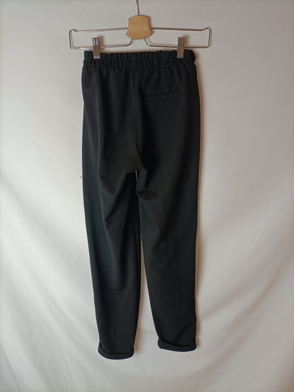 BERSHKA. Pantalón negro rayas T.xs