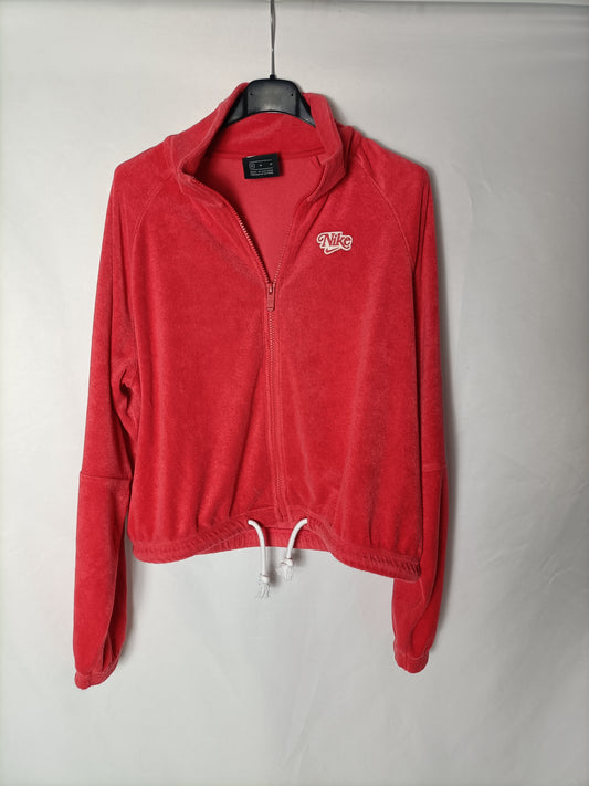 NIKE. Sudadera cremallera textura roja. T M (tara)