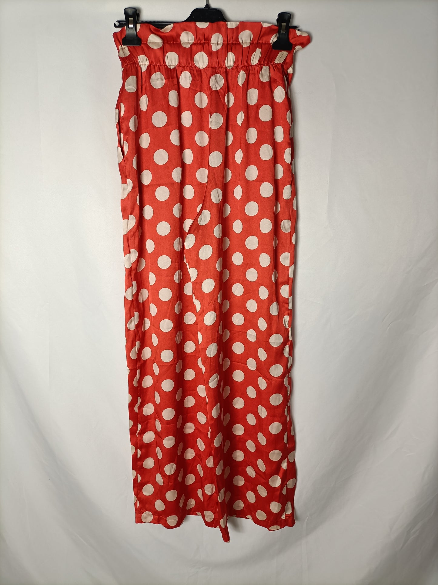 ZARA. Pantalón palazzo naranja lunares. T XS