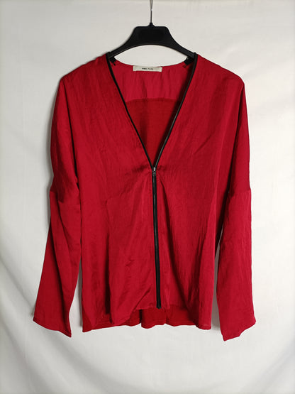 AMS PURE.Blusa roja cremallera T.s