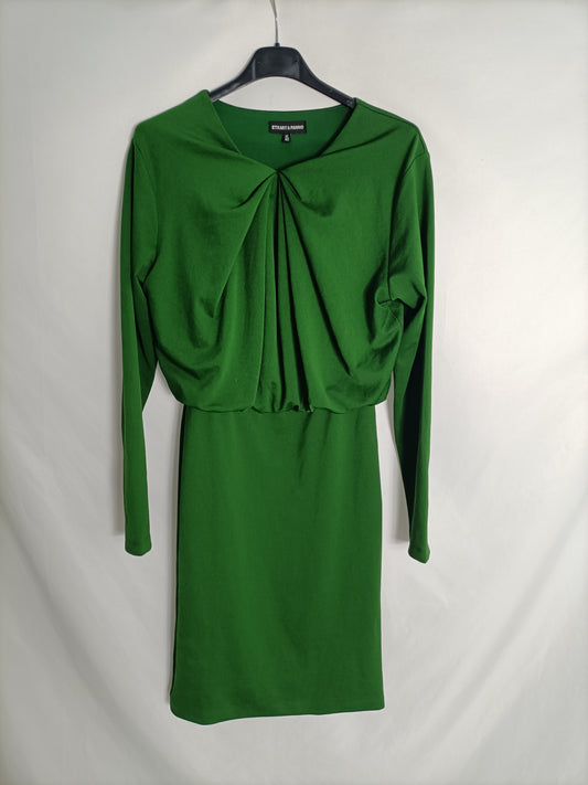 ETXART&PANNO. Vestido fruncido verde T.40