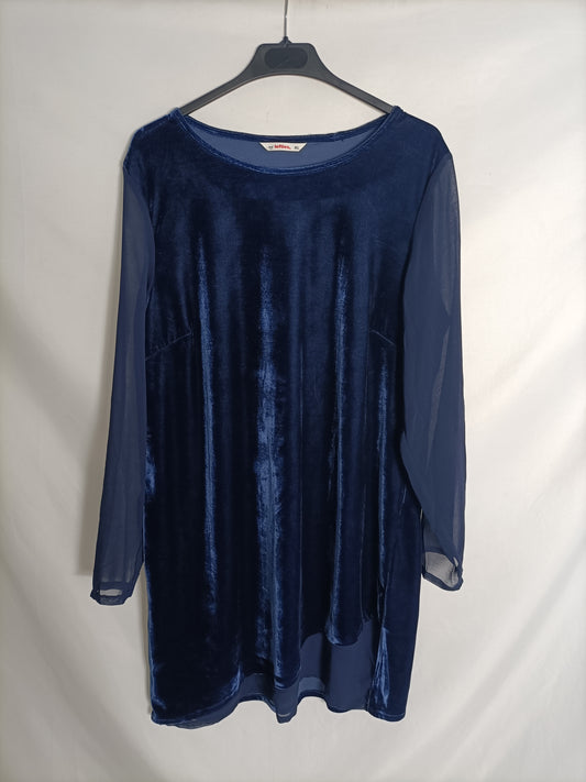 LEFTIES. Vestido azul terciopelo t. XL