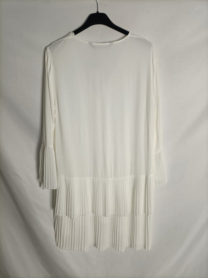 ZARA. Vestido/ blusa blanca tablas T.xs