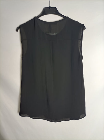 ZARA. Top negro  doble textura T.xs