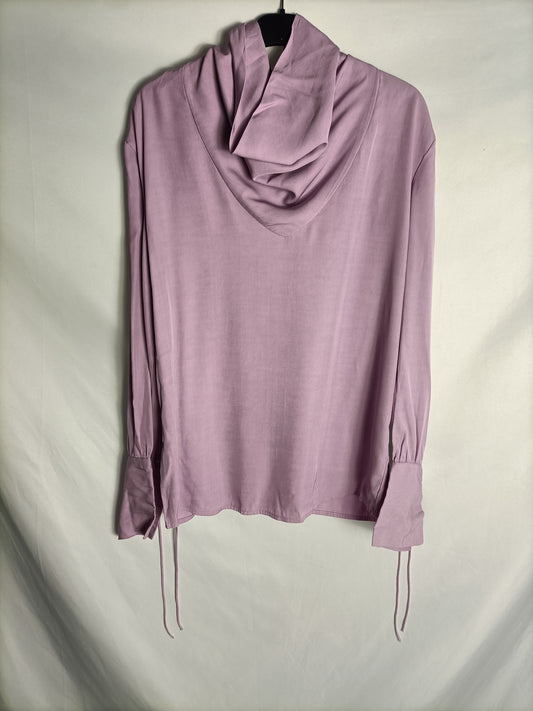 SFERA. Blusa lila cuello perkins T.s