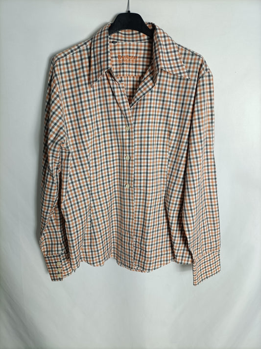 BARBOUR. Camisa beige cuadros T.44