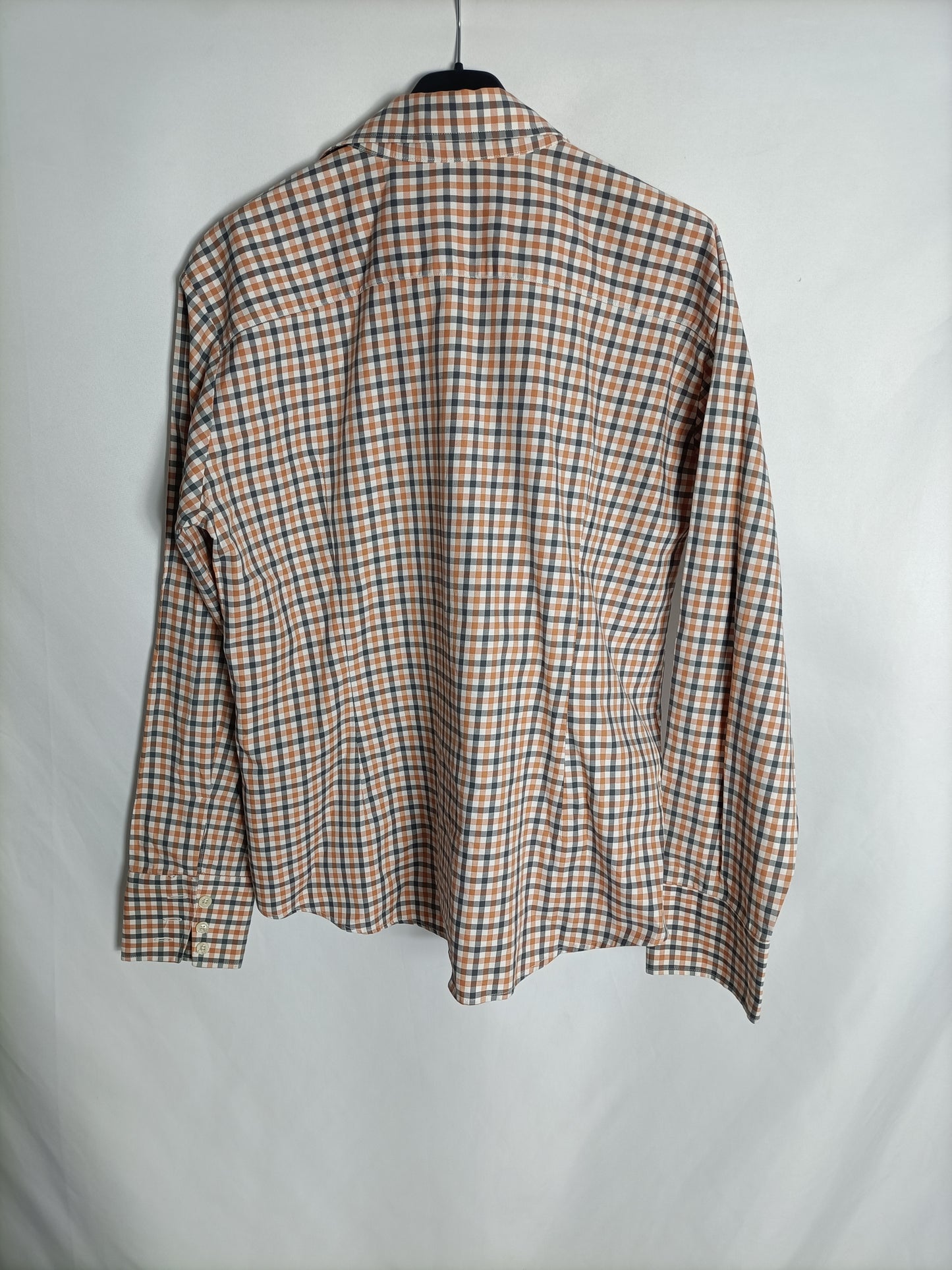 BARBOUR. Camisa beige cuadros T.44