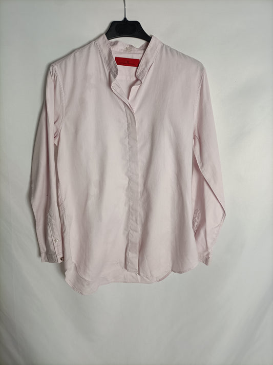 CAROLINA HERRERA. Camisa rosa cuello mao  T.s